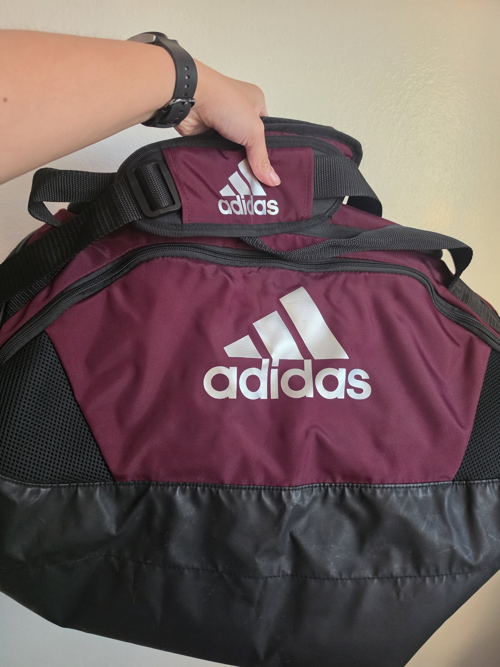 adidas Maroon and Black Duffel Bag
